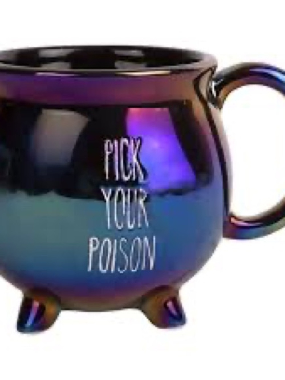 Pick Your Poison Iridescent Cauldron Mug Halloween NWT